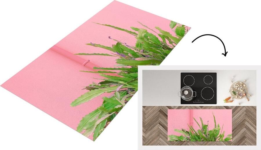 KitchenYeah Keukenloper Loper keuken Plant Zomer Roze 120x60 cm Keukenloper vinyl