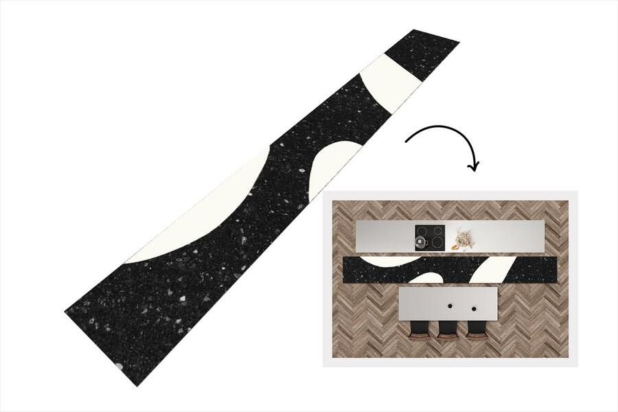 KitchenYeah Keukenloper Loper keuken Plant Zwart Minimalisme 400x50 cm Keukenloper vinyl