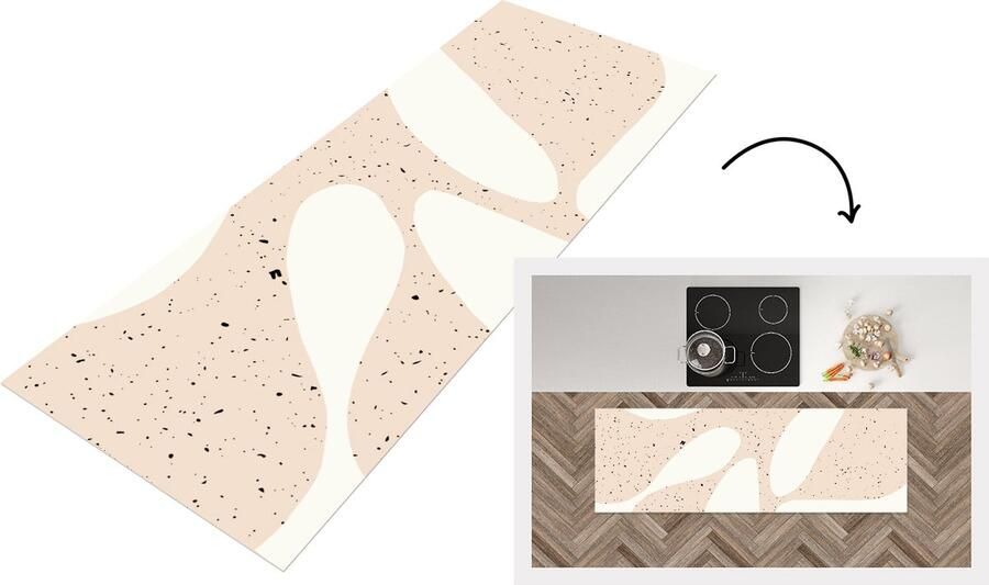 KitchenYeah Keukenloper Loper keuken Planten Abstract Roze Pastel 150x50 cm Keukenloper vinyl