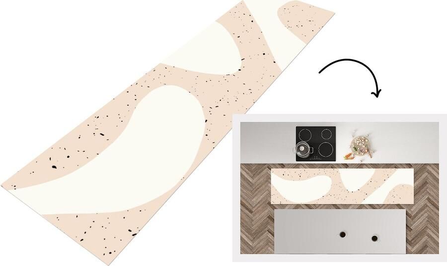 KitchenYeah Keukenloper Loper keuken Planten Abstract Roze Pastel 240x60 cm Keukenloper vinyl