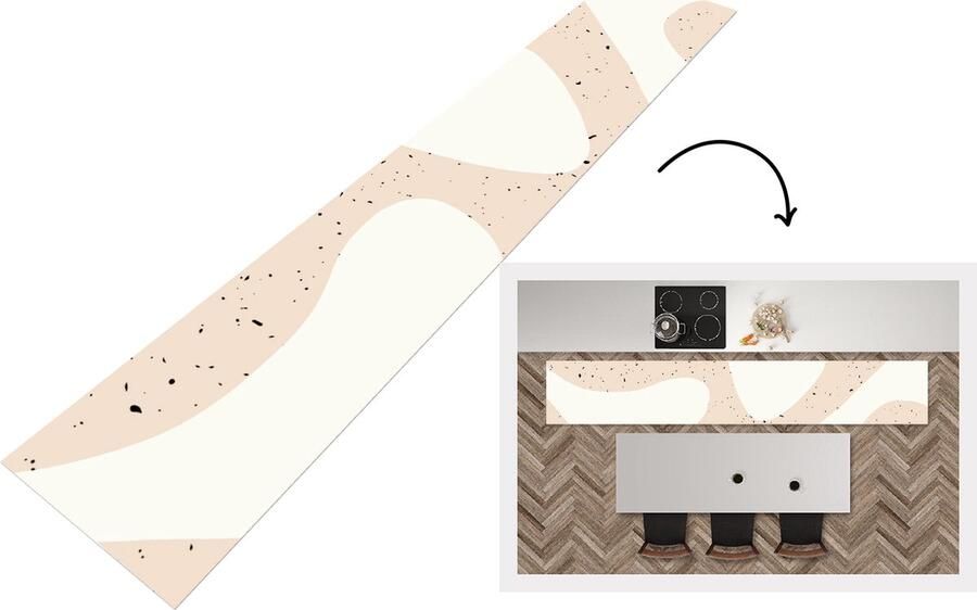 KitchenYeah Keukenloper Loper keuken Planten Abstract Roze Pastel 360x60 cm Keukenloper vinyl