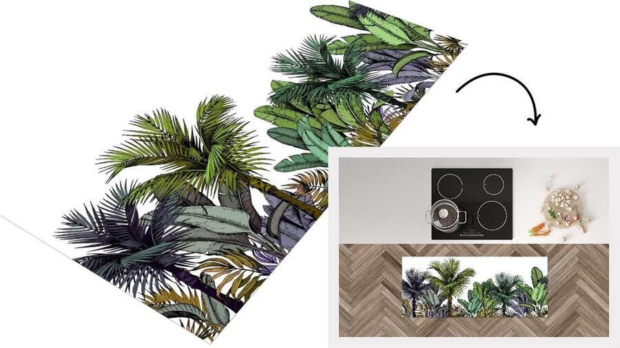 KitchenYeah Keukenloper Loper keuken Planten Illustratie Kleuren 120x50 cm Keukenloper vinyl