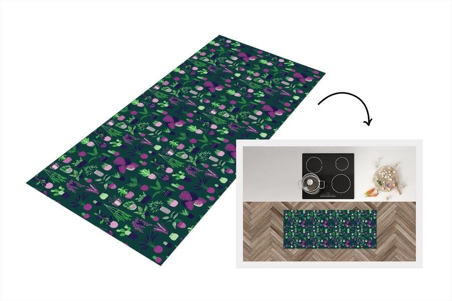 KitchenYeah Keukenloper Loper keuken Planten Patronen Cactus 120x50 cm Keukenloper vinyl