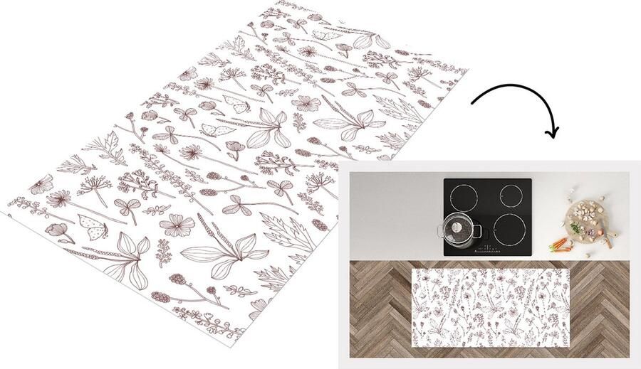 KitchenYeah Keukenloper Loper keuken Planten Patroon Bloemen 120x60 cm Keukenloper vinyl