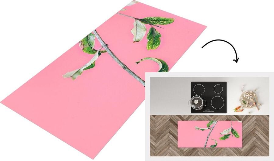 KitchenYeah Keukenloper Loper keuken Planten Zomer Roze 120x50 cm Keukenloper vinyl
