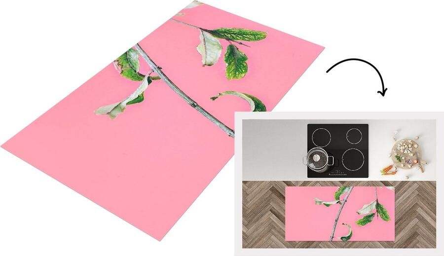 KitchenYeah Keukenloper Loper keuken Planten Zomer Roze 120x60 cm Keukenloper vinyl