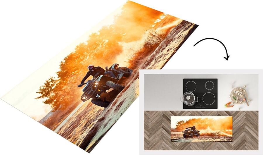 KitchenYeah Keukenloper Loper keuken Quad Duin Zon 120x50 cm Keukenloper vinyl