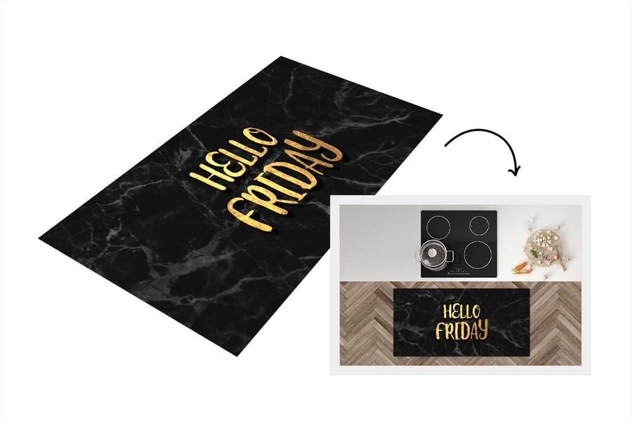 KitchenYeah Keukenloper Loper keuken Quote Kalender Vrijdag Goud 120x60 cm Keukenloper vinyl