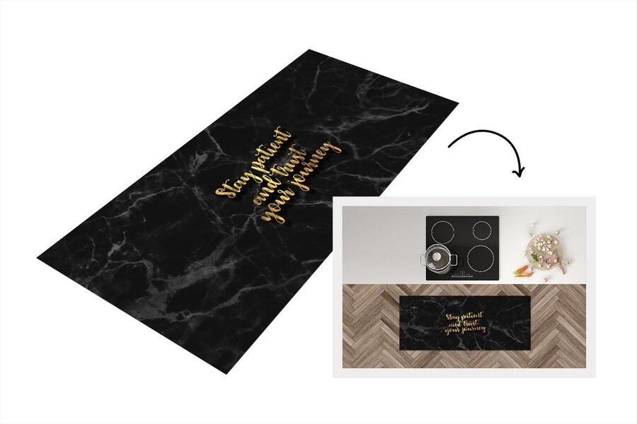 KitchenYeah Keukenloper Loper keuken Quote Motivatie Marmer Goud 120x50 cm Keukenloper vinyl