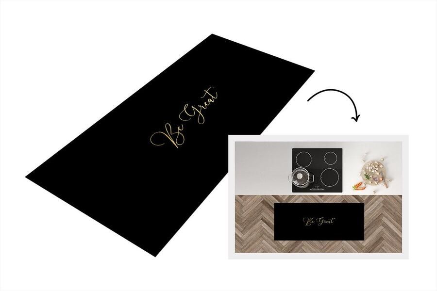 KitchenYeah Keukenloper Loper keuken Quote Spreuken Goud Zwart 120x50 cm Keukenloper vinyl