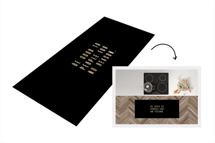 KitchenYeah Keukenloper Loper keuken Quote Spreuken Goud Zwart 120x50 cm Keukenloper vinyl