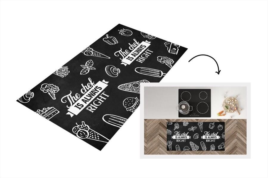 KitchenYeah Keukenloper Loper keuken Quote The chef is always right Eten Chef Koken 120x60 cm Keukenloper vinyl