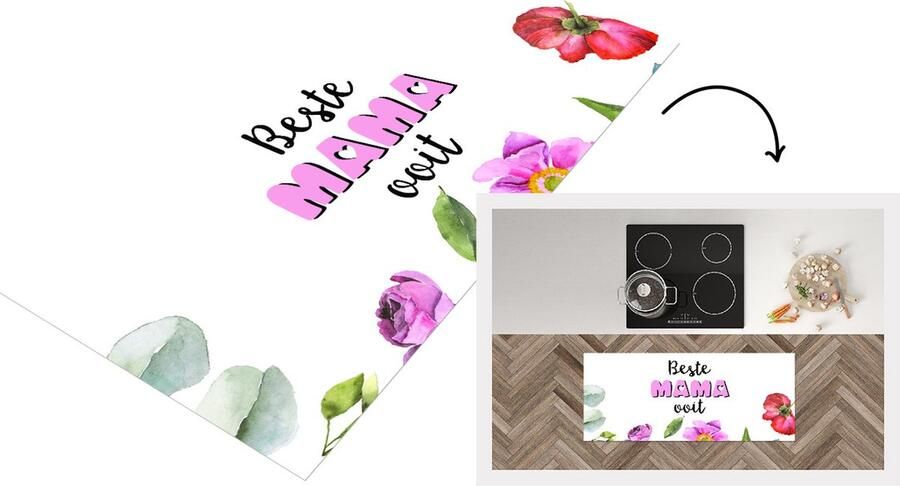 KitchenYeah Keukenloper Loper keuken Quotes Beste mama ooit Spreuken Mama 120x50 cm Keukenloper vinyl