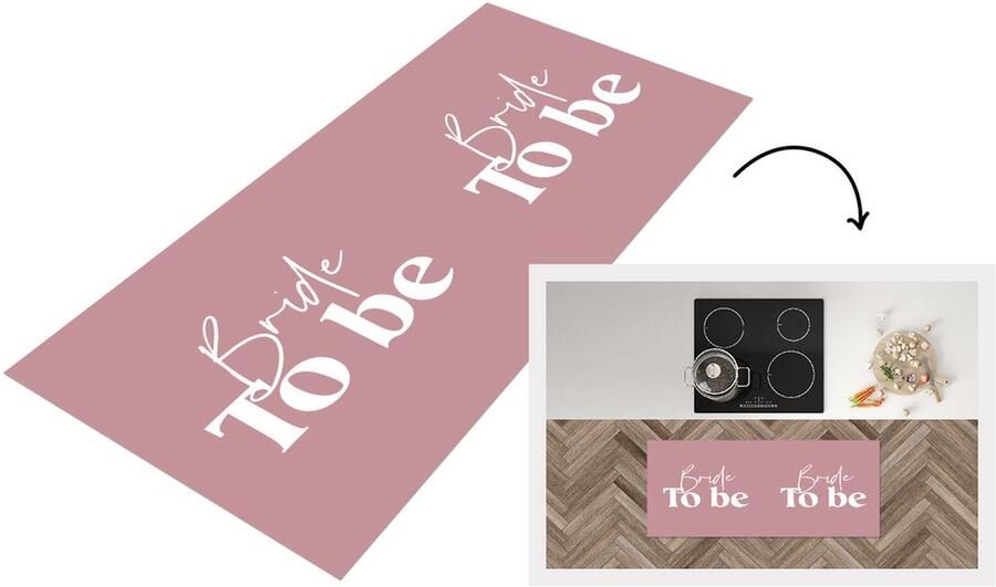 KitchenYeah Keukenloper Loper keuken Quotes Bruid 'Bride to be' Spreuken 120x50 cm Keukenloper vinyl