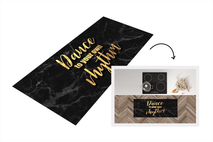 KitchenYeah Keukenloper Loper keuken Quotes Dans Goud 120x50 cm Keukenloper vinyl