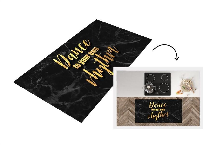 KitchenYeah Keukenloper Loper keuken Quotes Dans Goud 120x60 cm Keukenloper vinyl