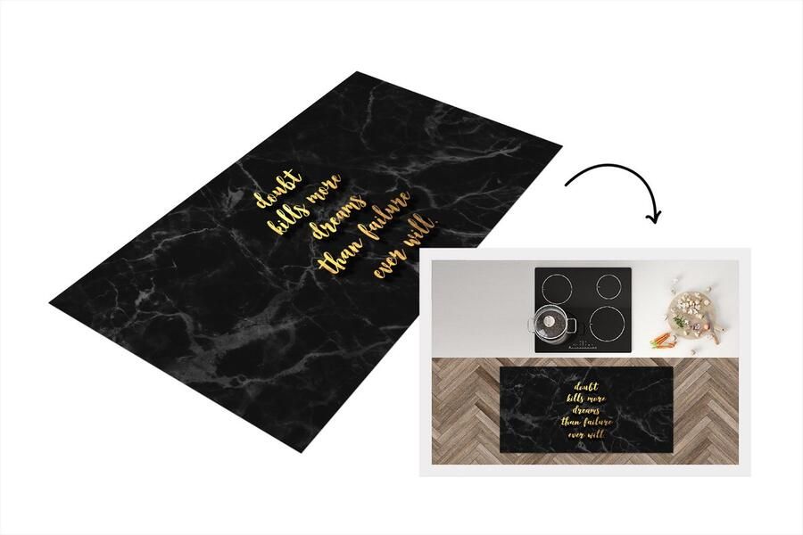 KitchenYeah Keukenloper Loper keuken Quotes Dream Goud Marmer 120x60 cm Keukenloper vinyl