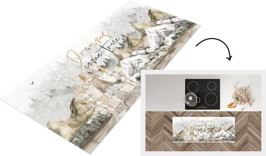KitchenYeah Keukenloper Loper keuken Quotes Dreams come true Spreuken 120x50 cm Keukenloper vinyl