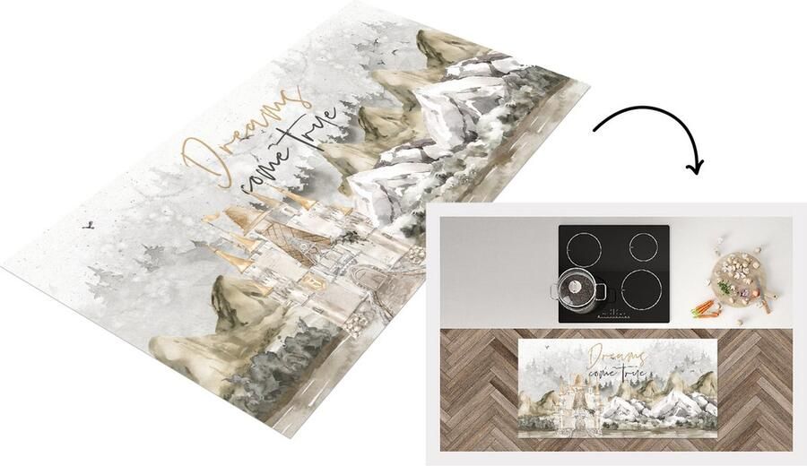 KitchenYeah Keukenloper Loper keuken Quotes Dreams come true Spreuken 120x60 cm Keukenloper vinyl