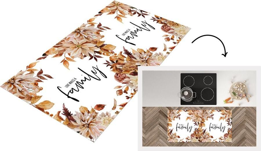 KitchenYeah Keukenloper Loper keuken Quotes Familie Love makes a family Spreuken 120x60 cm Keukenloper vinyl