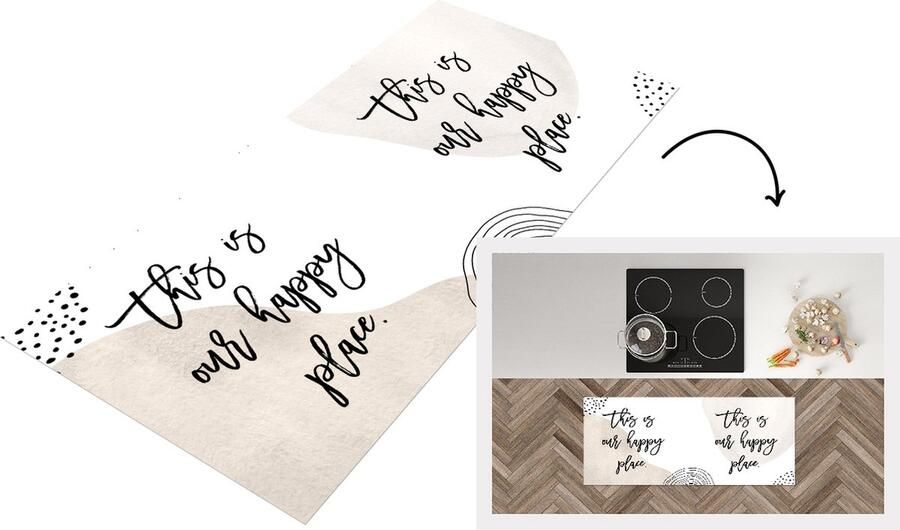 KitchenYeah Keukenloper Loper keuken Quotes Geluk Thuis 120x50 cm Keukenloper vinyl
