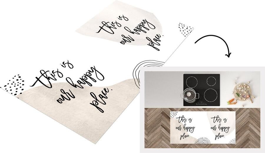 KitchenYeah Keukenloper Loper keuken Quotes Geluk Thuis 120x60 cm Keukenloper vinyl