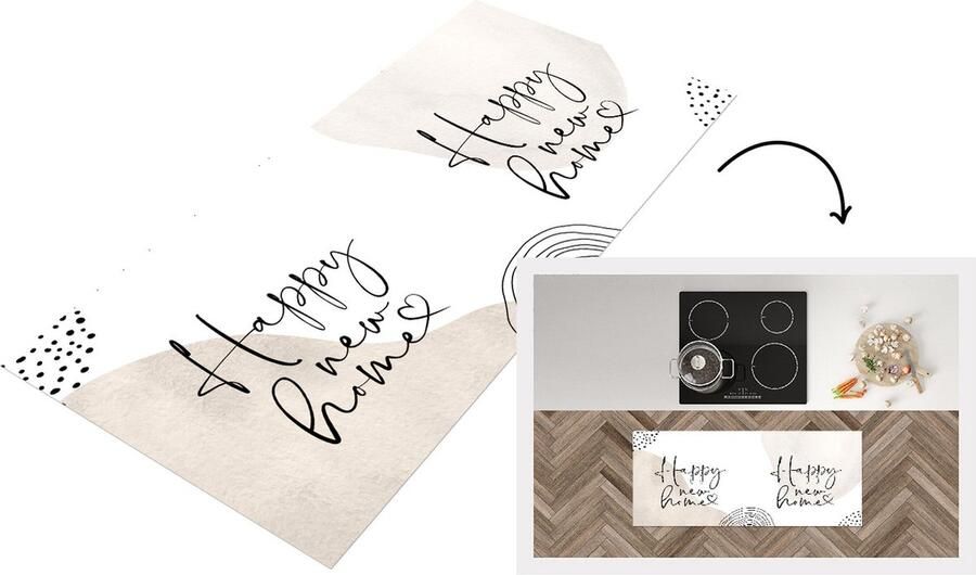 KitchenYeah Keukenloper Loper keuken Quotes Geluk Verhuizen 120x50 cm Keukenloper vinyl