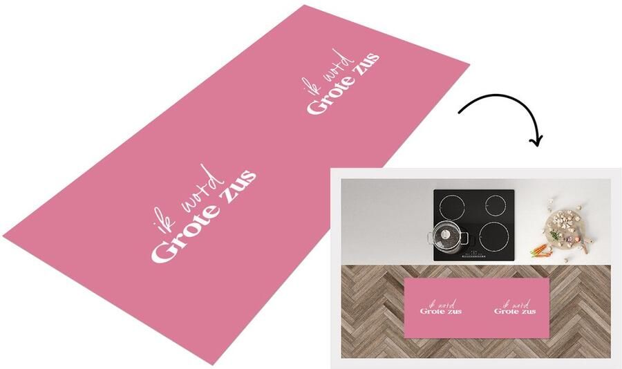 KitchenYeah Keukenloper Loper keuken Quotes Grote zus Ik word Grote zus Spreuken Zus 120x50 cm Keukenloper vinyl