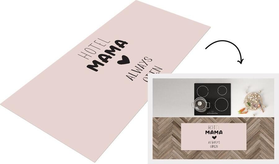 KitchenYeah Keukenloper Loper keuken Quotes Hotel mama always open Spreuken Mama 120x50 cm Keukenloper vinyl
