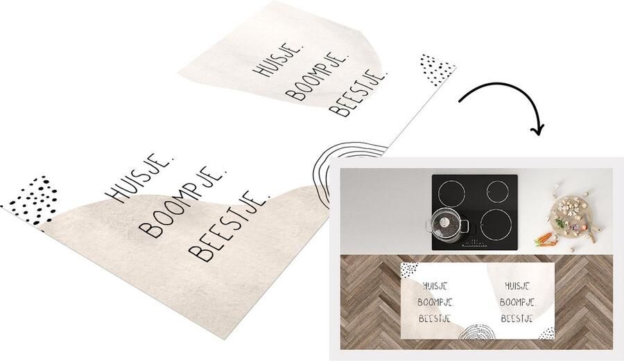 KitchenYeah Keukenloper Loper keuken Quotes Huisje Pastel 120x60 cm Keukenloper vinyl