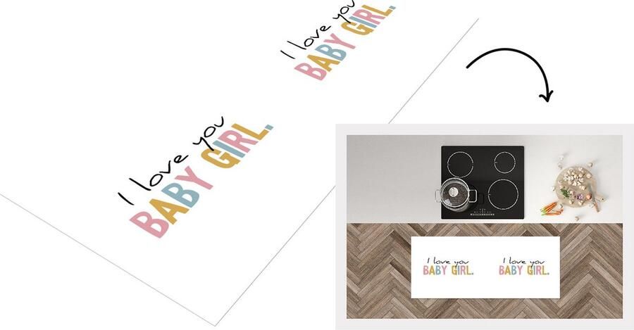 KitchenYeah Keukenloper Loper keuken Quotes I love you Baby Girl Dochter Regenboog Spreuken 120x50 cm Keukenloper vinyl