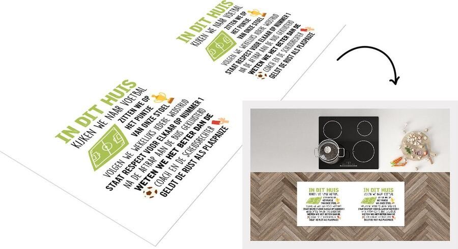 KitchenYeah Keukenloper Loper keuken Quotes In dit huis kijken we naar voetbal Spreuken Voetbal 120x50 cm Keukenloper vinyl