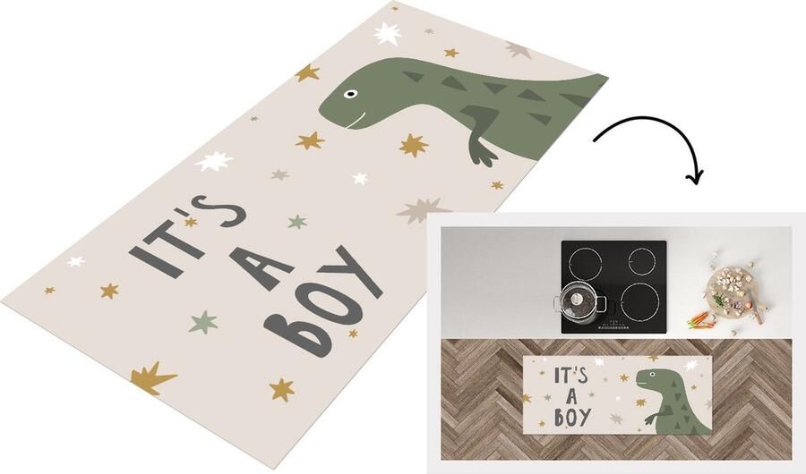 KitchenYeah Keukenloper Loper keuken Quotes It's a boy Spreuken Baby 120x50 cm Keukenloper vinyl