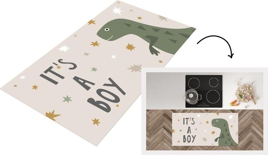 KitchenYeah Keukenloper Loper keuken Quotes It's a boy Spreuken Baby 120x60 cm Keukenloper vinyl