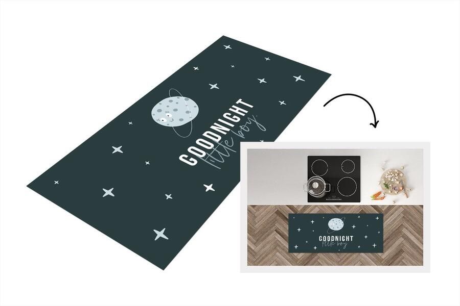 KitchenYeah Keukenloper Loper keuken Quotes Jongens Good night little boy Spreuken 120x50 cm Keukenloper vinyl