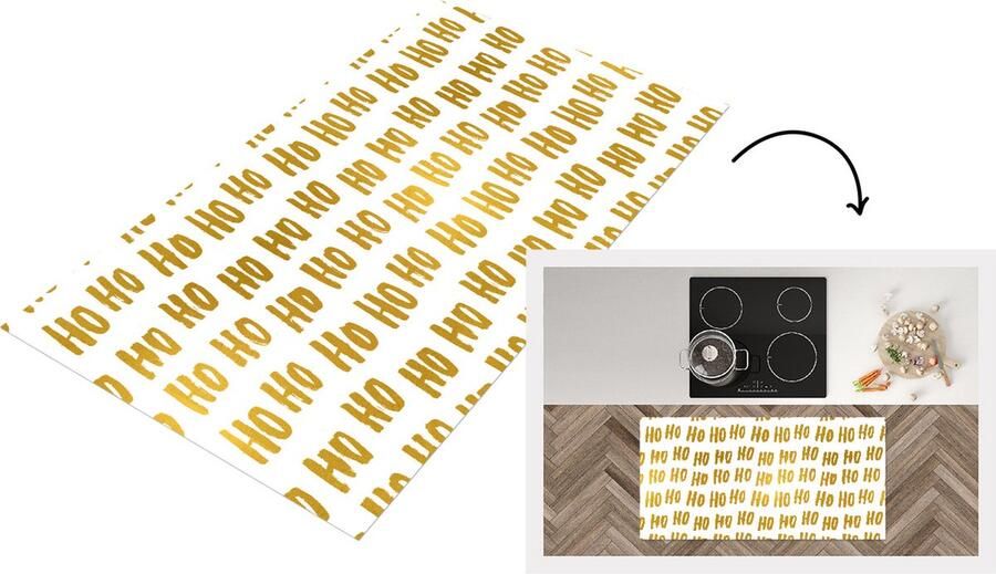 KitchenYeah Keukenloper Loper keuken Quotes Kerstman Goud Ho ho Spreuken 120x60 cm Keukenloper vinyl