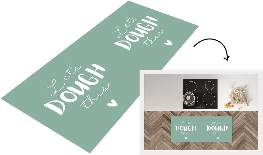 KitchenYeah Keukenloper Loper keuken Quotes Koken Let's Dough this Taarten Pizzas Deeg Keuken Spreuken 120x50 cm Keukenloper vinyl