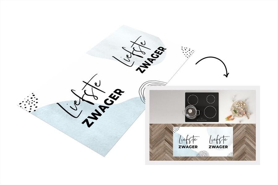 KitchenYeah Keukenloper Loper keuken Quotes Liefde Blauw 120x60 cm Keukenloper vinyl