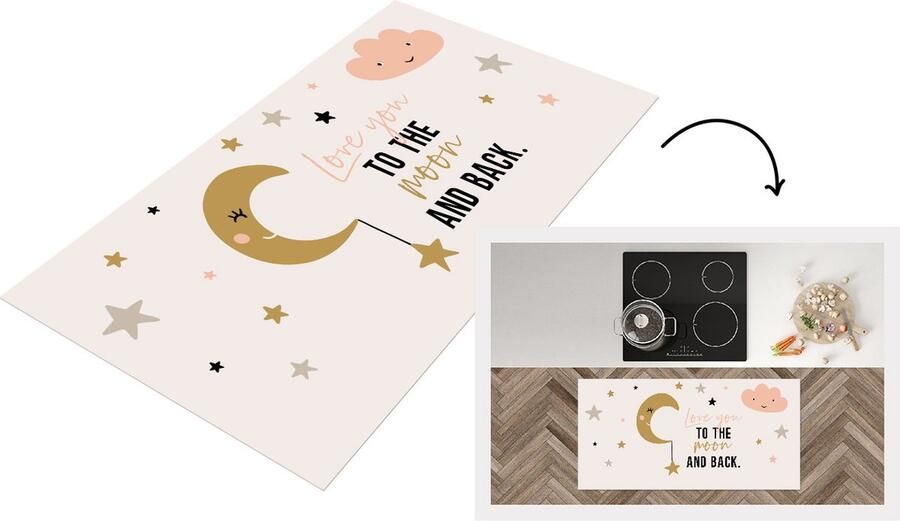 KitchenYeah Keukenloper Loper keuken Quotes Love you to the moon and back Spreuken Kinderen 120x60 cm Keukenloper vinyl