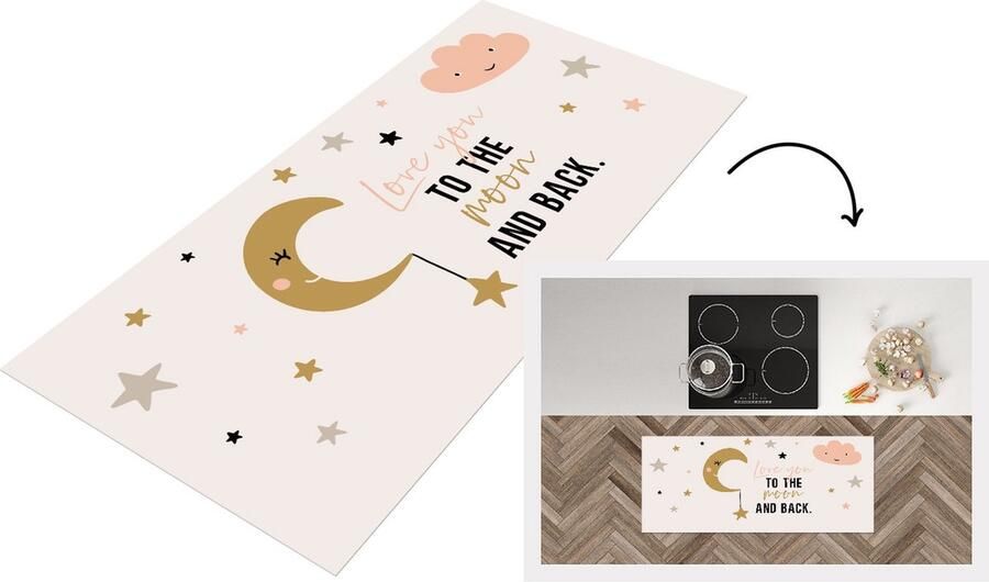 KitchenYeah Keukenloper Loper keuken Quotes Love you to the moon and back Spreuken Kinderen 120x50 cm Keukenloper vinyl