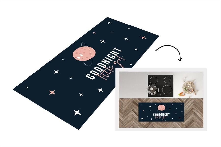 KitchenYeah Keukenloper Loper keuken Quotes Meisjes Goodnight little girl Spreuken 120x50 cm Keukenloper vinyl