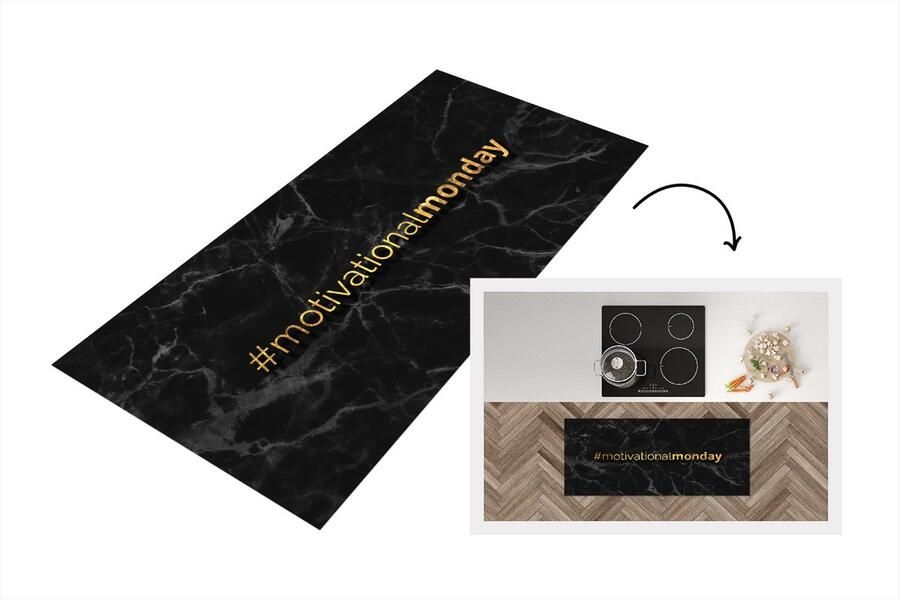 KitchenYeah Keukenloper Loper keuken Quotes Motivatie Goud Marmer 120x50 cm Keukenloper vinyl