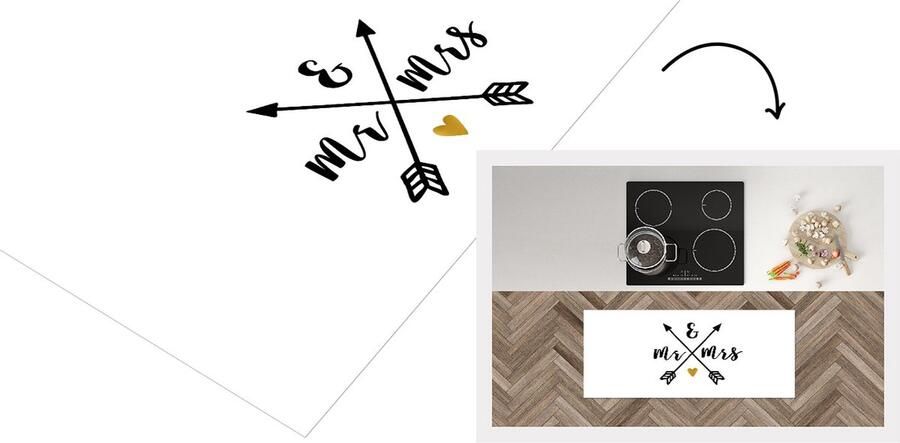 KitchenYeah Keukenloper Loper keuken Quotes Mr & Mrs Spreuken Trouwen 120x50 cm Keukenloper vinyl