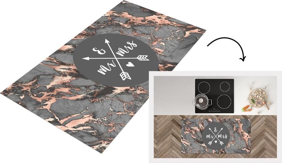 KitchenYeah Keukenloper Loper keuken Quotes Mr & Mrs Trouwen Spreuken 120x60 cm Keukenloper vinyl