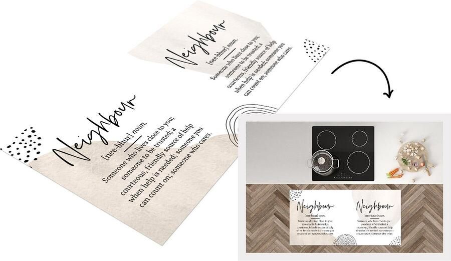 KitchenYeah Keukenloper Loper keuken Quotes Nieuwe buren Woordenboek 120x60 cm Keukenloper vinyl