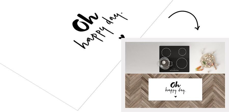 KitchenYeah Keukenloper Loper keuken Quotes Oh happy day Spreuken Geluk 120x50 cm Keukenloper vinyl