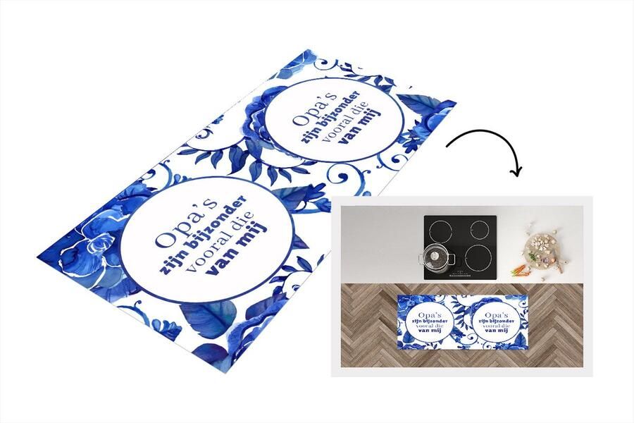 KitchenYeah Keukenloper Loper keuken Quotes 'Opa's zijn bijzonder vooral die van mij' Blauw Spreuken 120x50 cm Keukenloper vinyl