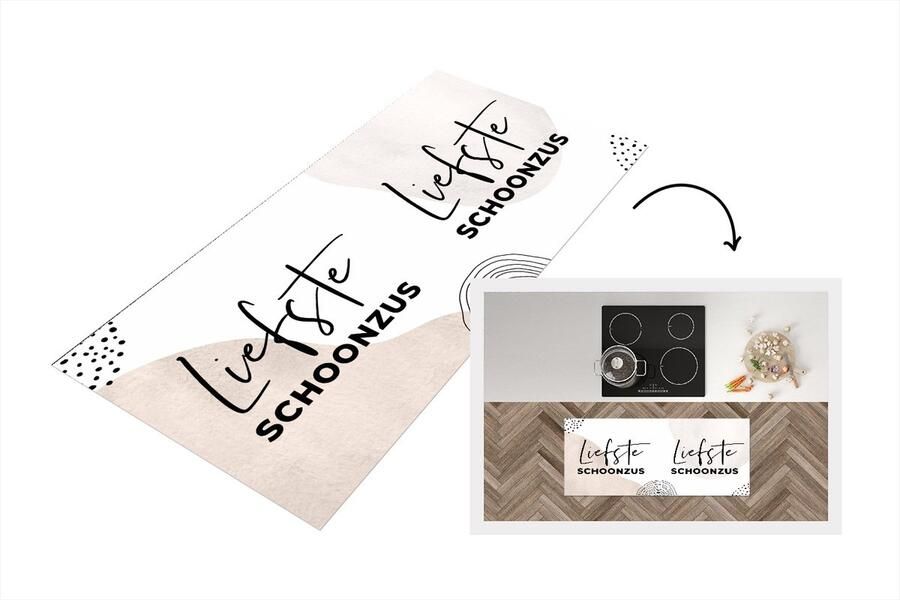 KitchenYeah Keukenloper Loper keuken Quotes Schoonzus Bruin 120x50 cm Keukenloper vinyl