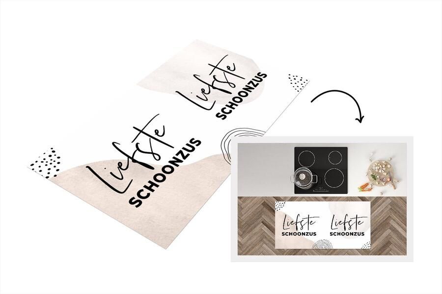 KitchenYeah Keukenloper Loper keuken Quotes Schoonzus Bruin 120x60 cm Keukenloper vinyl