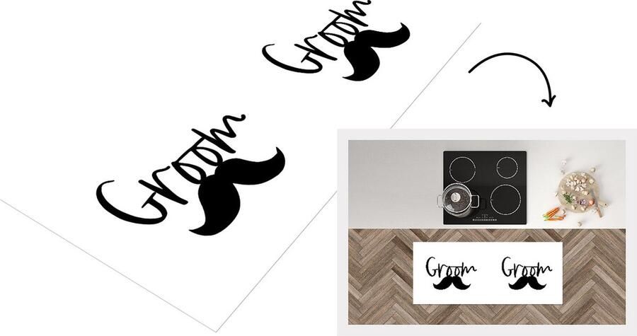 KitchenYeah Keukenloper Loper keuken Quotes Snor 'Groom' Spreuken 120x50 cm Keukenloper vinyl